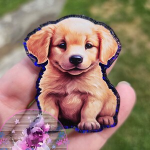 Golden Retriever Badge Reel, paperclip bookmark, Keychain, Magnet or Phone Socket