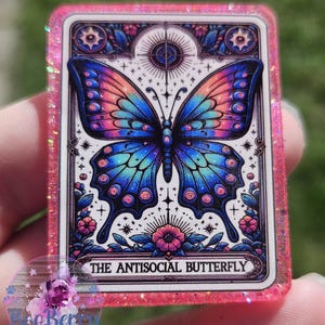 Antisociale vlindertarotkaart epoxybadge haspel, sleutelhanger, telefoongreep, paperclipbladwijzer of magneet