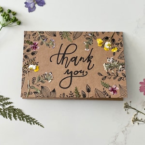 de remerciements de vraies fleurs pressées | de remerciements de fleurs sauvages | Cartes de voeux de fleurs sauvages | Cartes de remerciement compostables avec fleurs pressées