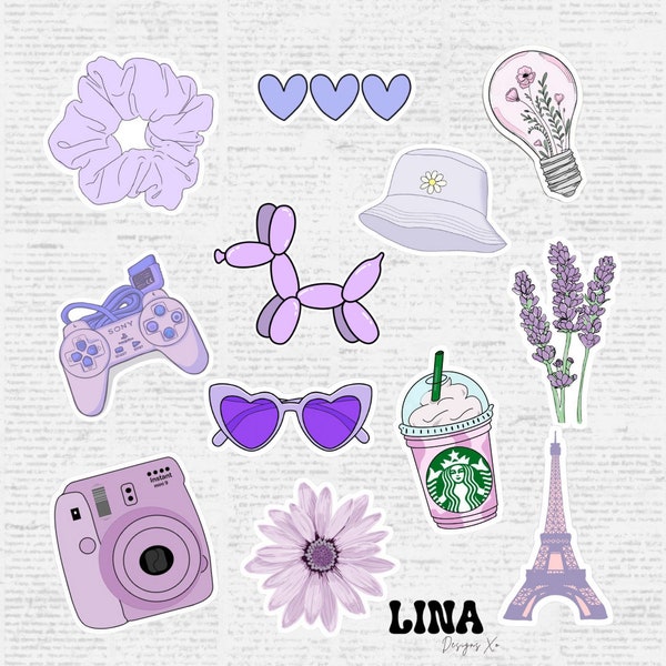 Purple Aesthetic Sticker / Preppy Girl Stickers / Starbucks Purple Drink Sticker /HydroFlask Purple Stickers