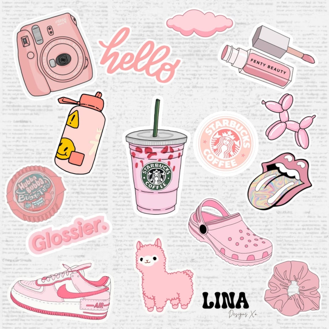Pink Aesthetic Sticker / Preppy Girl Stickers / Starbucks Pink Drink ...