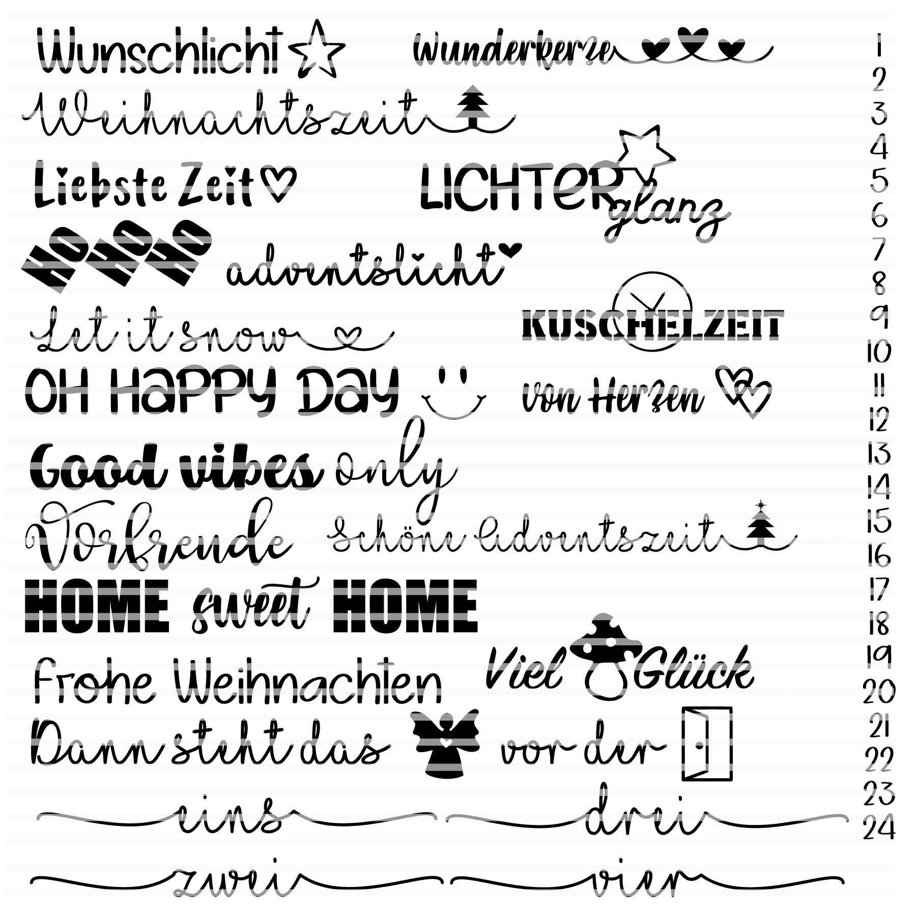Weihnachts und Kerzensprüche, Plotterdatei, SVG DXF, Sprüche, Spruch