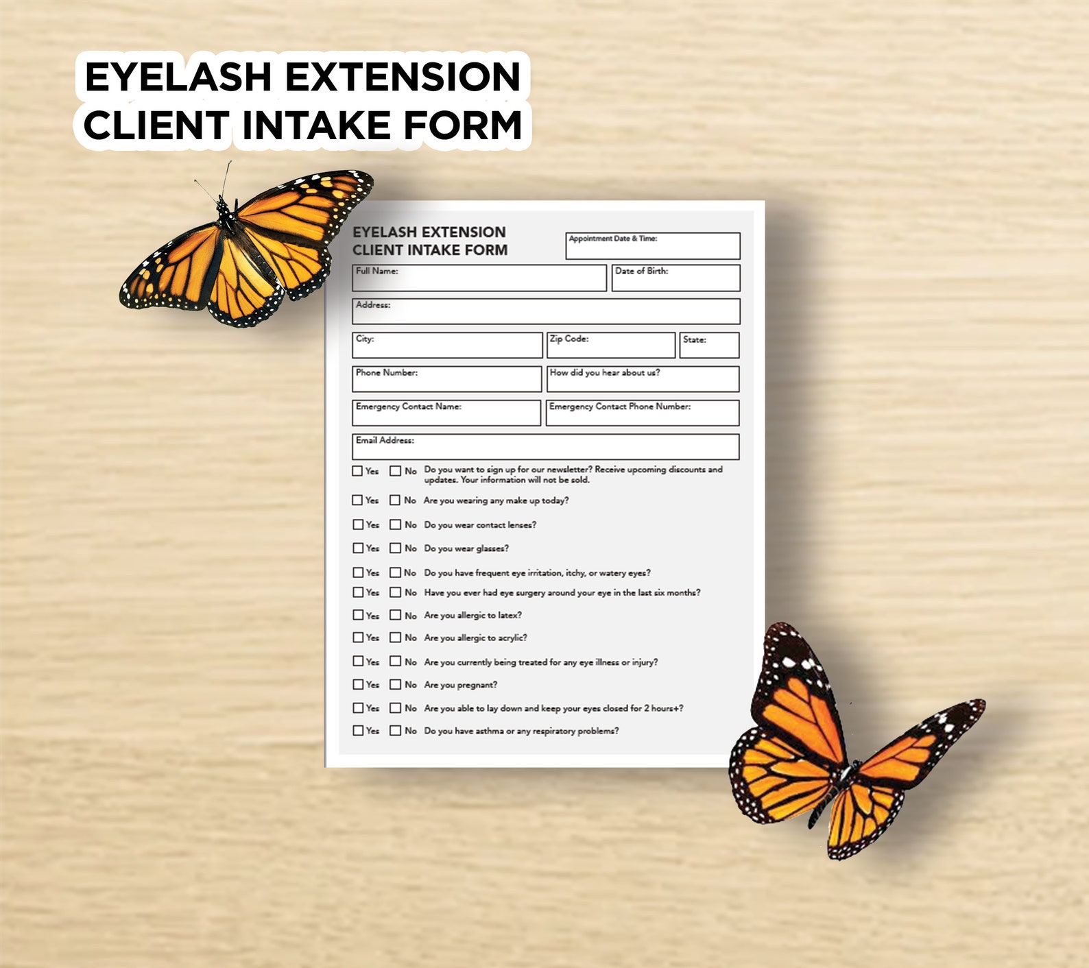 Eyelash Extension Client Intake Form Lash Consent Form | Etsy