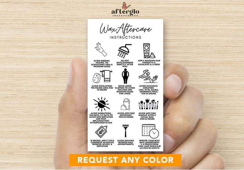Wax Aftercare Card Hair Removal Aftercare Card Waxing Etsy