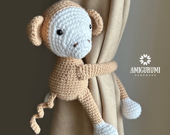 Amigurumi Monkey Curtain Tiebacks: Crochet Nursery Decor (Set of 2)