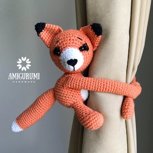 Crochet Fox Curtain Tie Backs: Handmade Nursery Decor (2 Pieces)