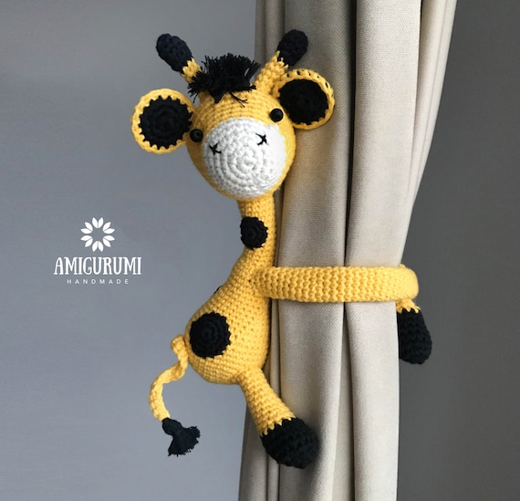Set of 2 Giraffes curtain tie back crochet animal curtain Etsy