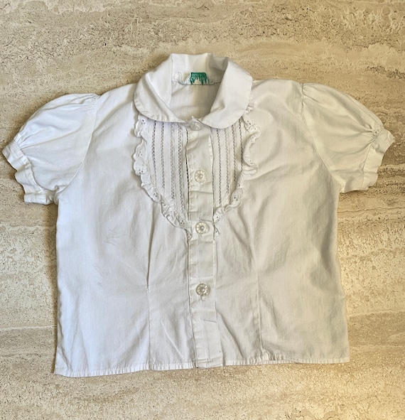 Vintage Baby Eyelet White Button Up top - image 1