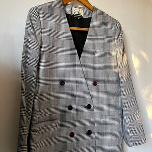 Vintage 1980er Jahre Houndstooth Karierter Blazer Größe L/XL Bild 3