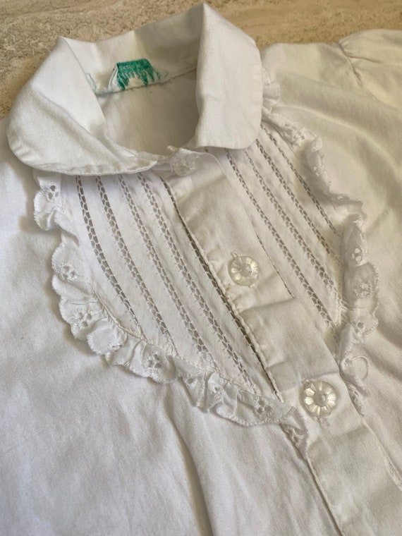 Vintage Baby Eyelet White Button Up top - image 4