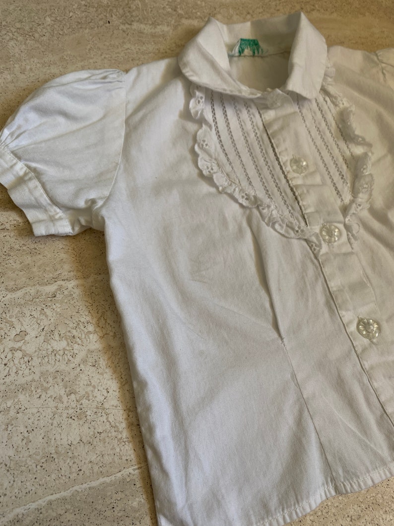 Vintage Baby Eyelet White Button Up top image 5