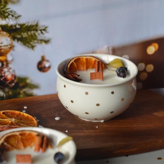 Bougie Myrte de Noël, Orange, Badiane & Cannelle, Cire de soja végétale, 100% artisanale fabriqué sur la Côte d'Azur- France