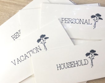 8 Minimalist Floral Laminated Cash Envelopes For Budgeting, Dave Ramsey, BudgetPerfect, Minimalistic, Money Envelopes, Cash Envelope System