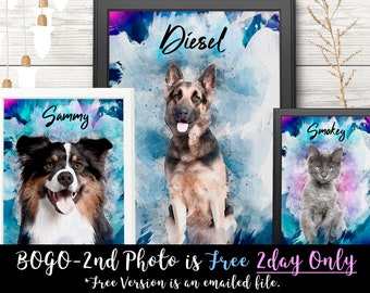 Custom Pet Canvas | Dog Lover Gift | Custom Dog Portrait | Dog Portrait Canvas | Dog Painting | Cat Painting | Pet Loss Gift