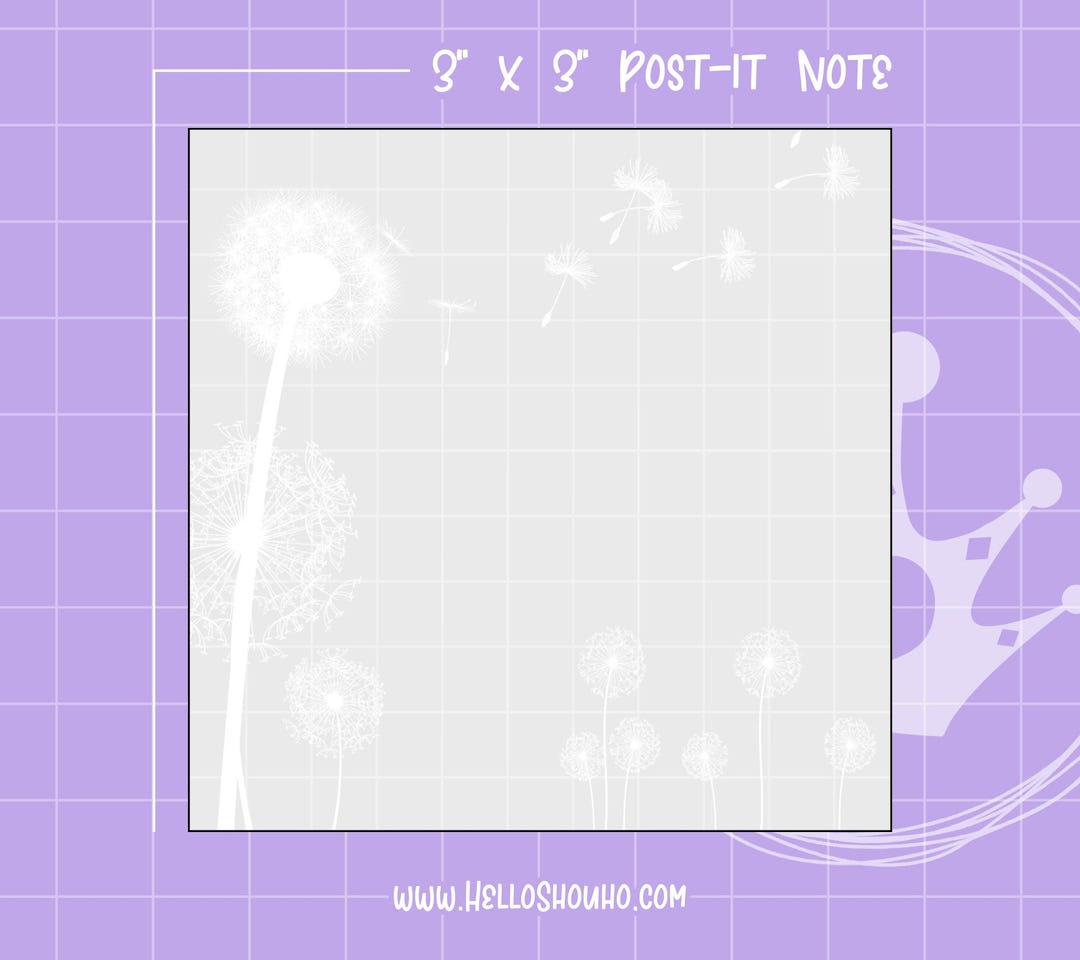 Dandelion Sticky Notes Dandelion | Sticky Memo Pad | 50 Sheets - Etsy