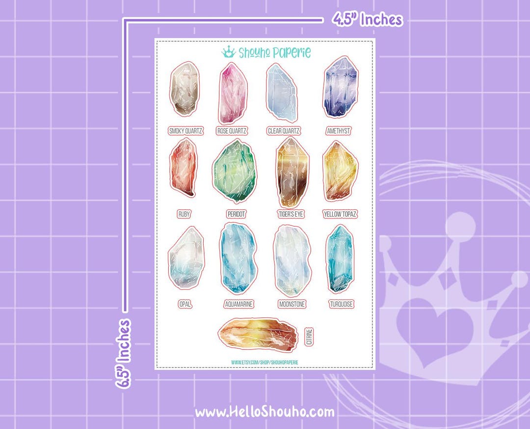 Stickers With Rocks Gemstone, Crystal, Rock Stickers With Identification | Planner Stickers ...