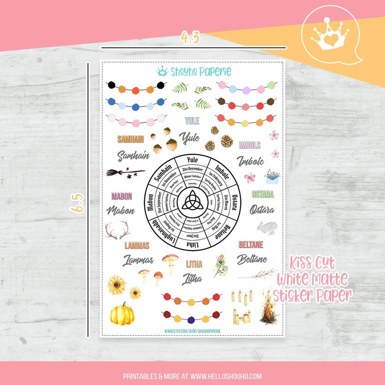 Pagan Holidays Cut Planner stickers on White Matte image 0
