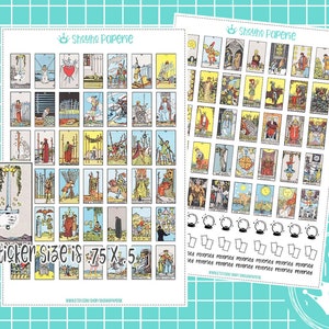 FULL Major & Minor Arcana Tarot Card Reading Stickers | Card a Day | Cut Planner stickers on White Matte