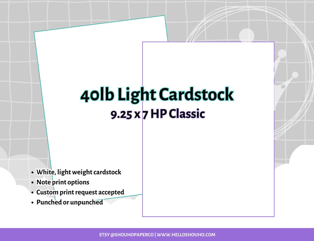 Classic HP 7 X 9.25 25 Pages Blank, Grid, or Dotted 40lb Light