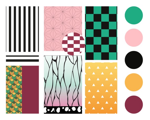 Anime Pack Fabric Design Digital Vector Ai Pdf 7 Patterns - Etsy