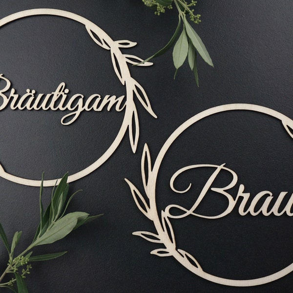 Braut & Bräutigam Ringe Set | Hochzeit | Loops | Reifen | Schriftzug | Brautpaar | Stuhldeko