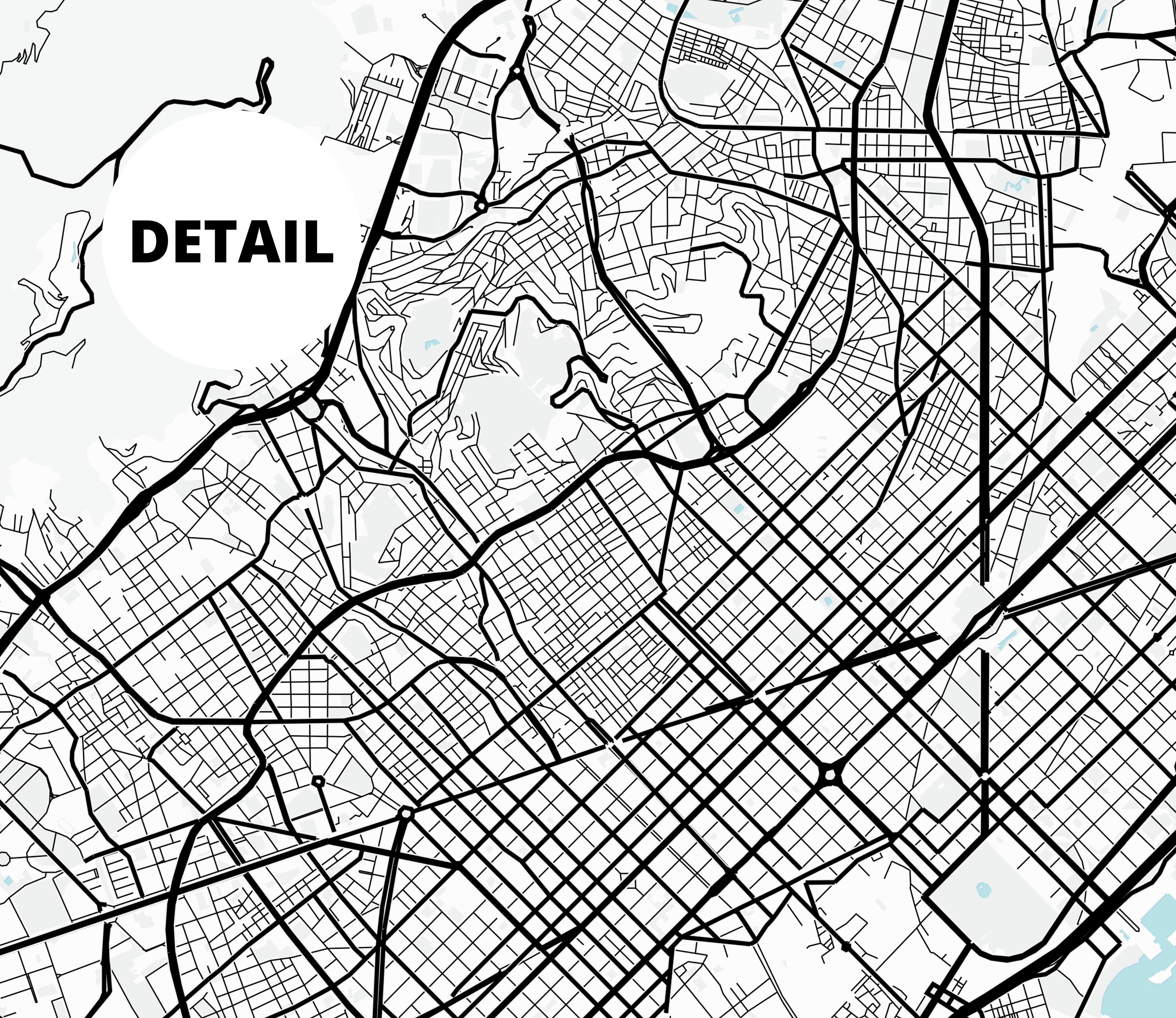 Los Angeles City Map Print, Printable Wall Art Poster, USA City Street ...