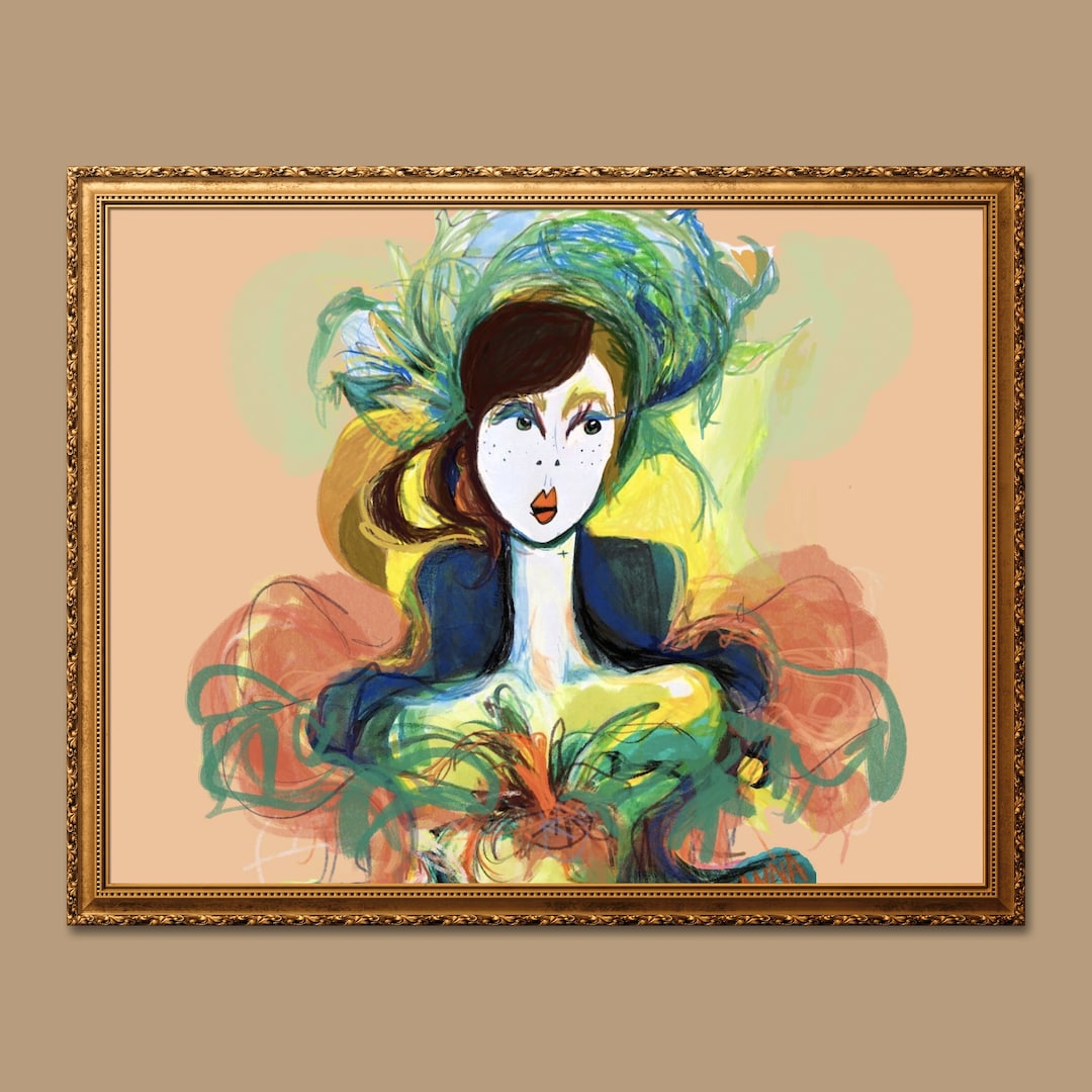 lady-fern-portrait-print-french-art-nouveau-trendy-neutral-wall-art