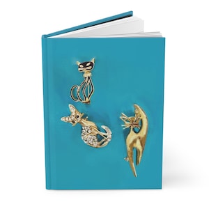 Vintage Cat Blue Journal-Cat Lover Notebook Gift- Retro Stationery for Cat Moms