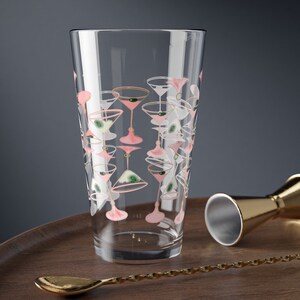 Retro Pink Martini Mixing Glass, 16oz | Cocktail Gifts