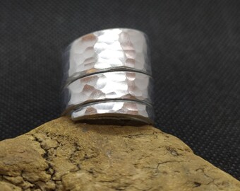 Bague aluminium, bandeau réglable, homme, femme, sans nickel, plaqué argent, inaltérable