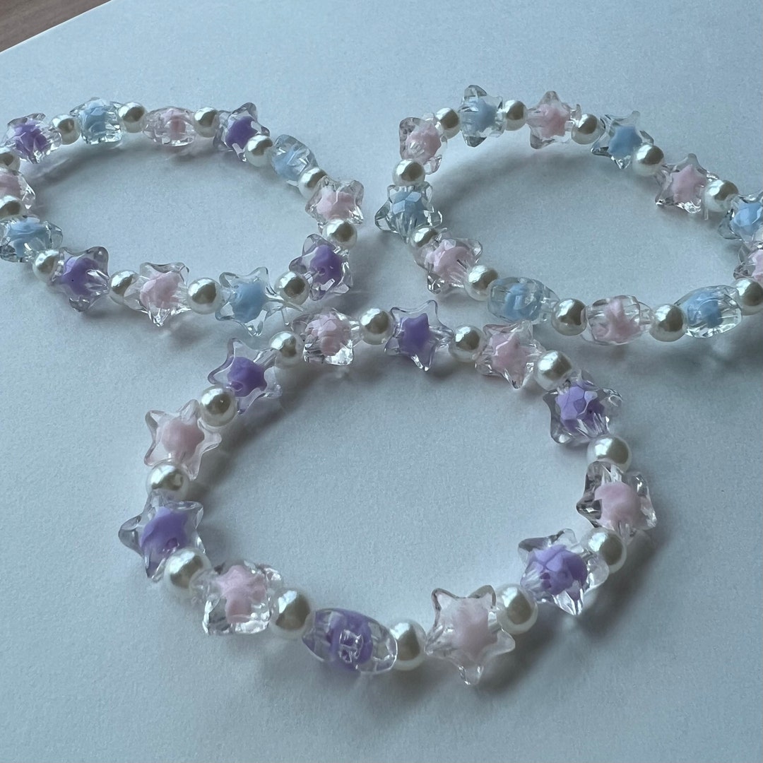 Kawaii Bracelet Pearl Bracelet Star Bracelet Beaded Etsy
