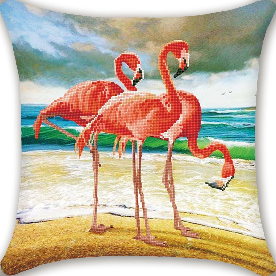 Flamingo Diamond Art Painting Pillow Cushion Cover for Gift Etsy