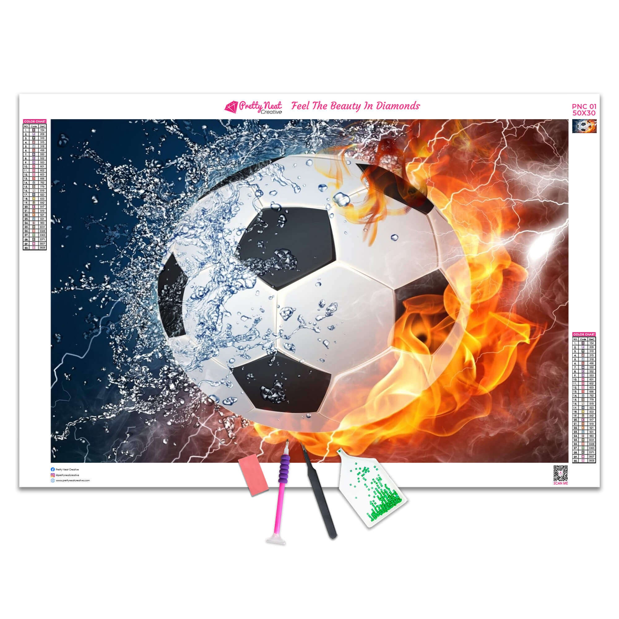 5D DIY Ice Fire Football Diamond Art Painting Kit Full Square Etsy