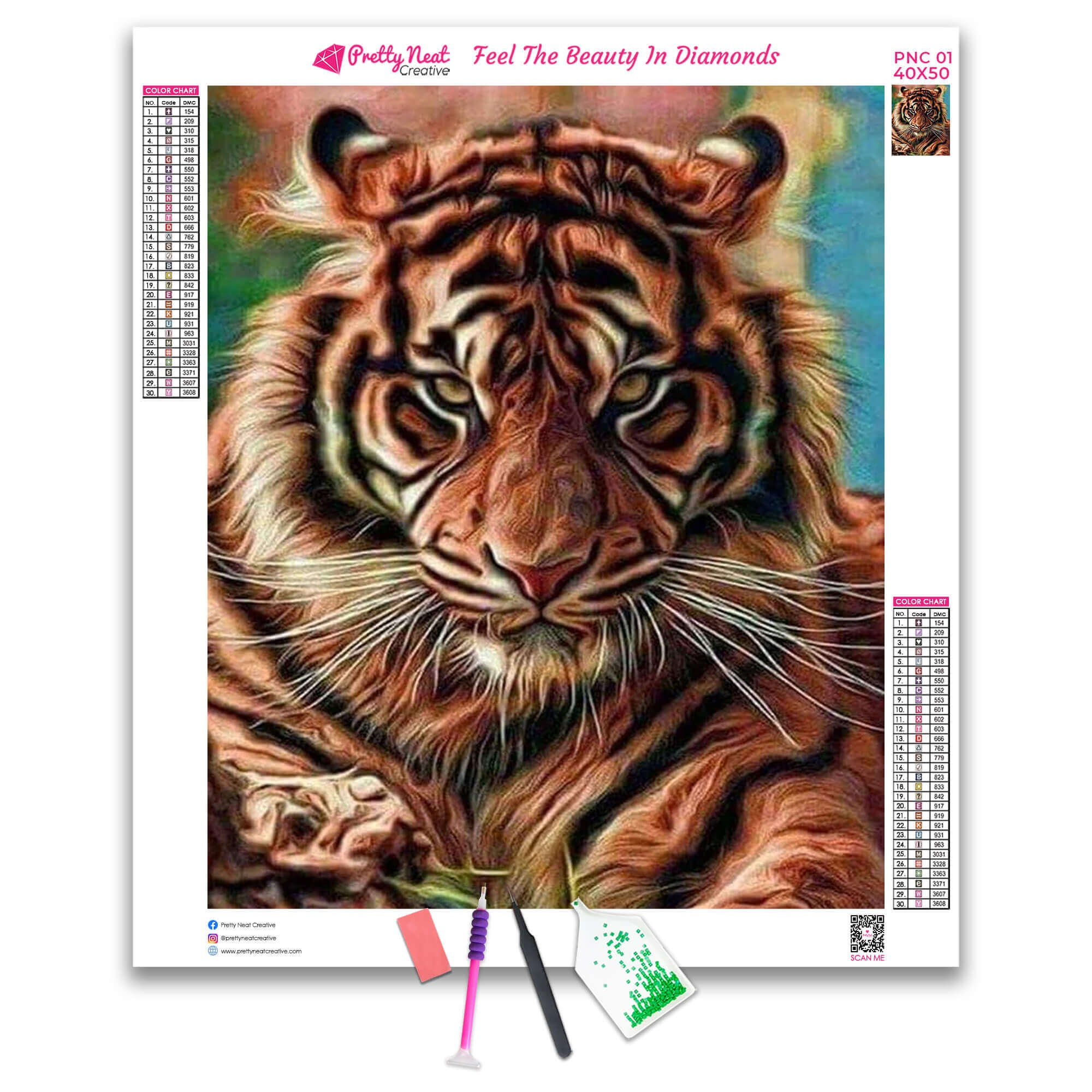 5D DIY Angry Tiger Diamond Art Painting Kit Full Square Round | Etsy
