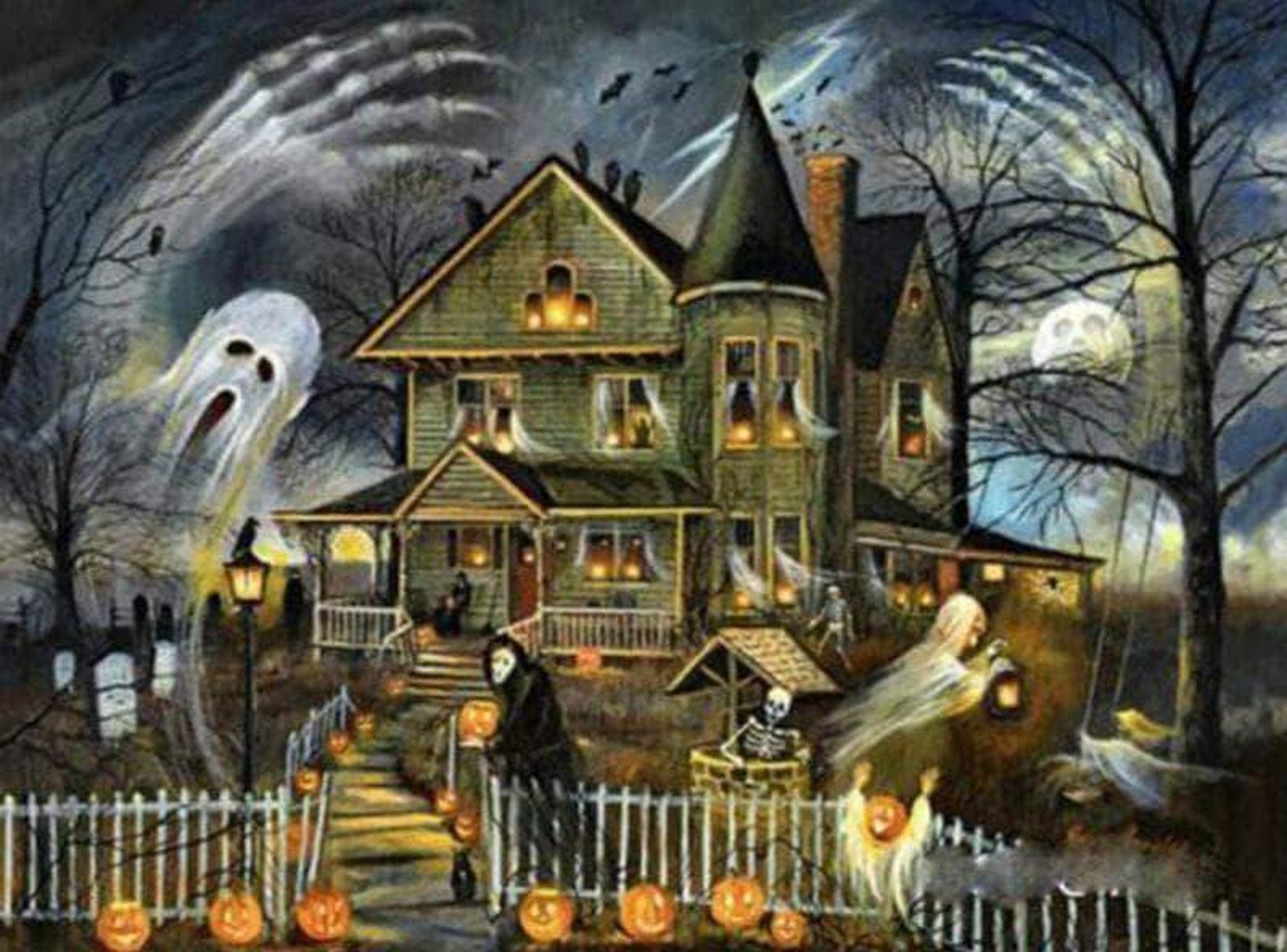5D DIY Halloween Haunted House Diamond Art Painting Kit Full Etsy