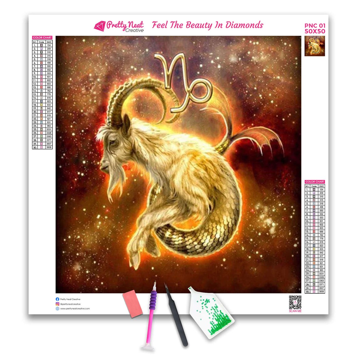 Capricorn Zodiac 5D Diamond Painting Art Kit Full Square Etsy