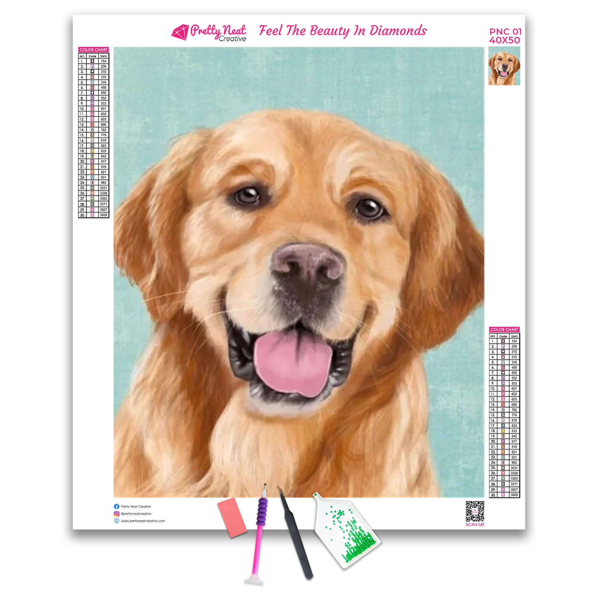 5D DIY Golden Retriever Diamond Art Painting Kit Full Square | Etsy