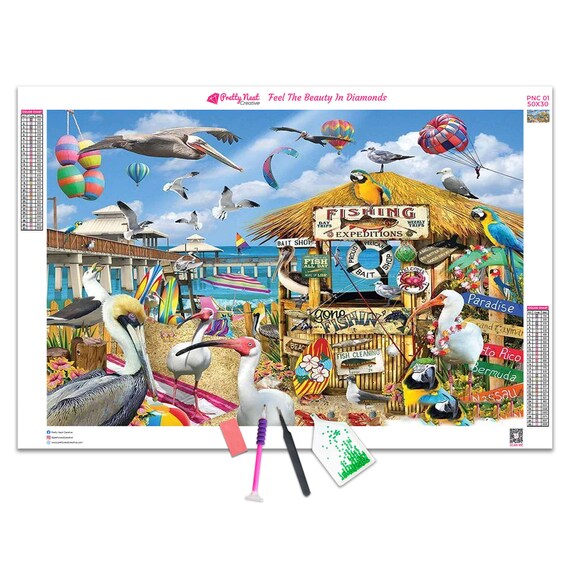 5D DIY Pelican paradise Diamond Art Painting Kit Full Square Etsy