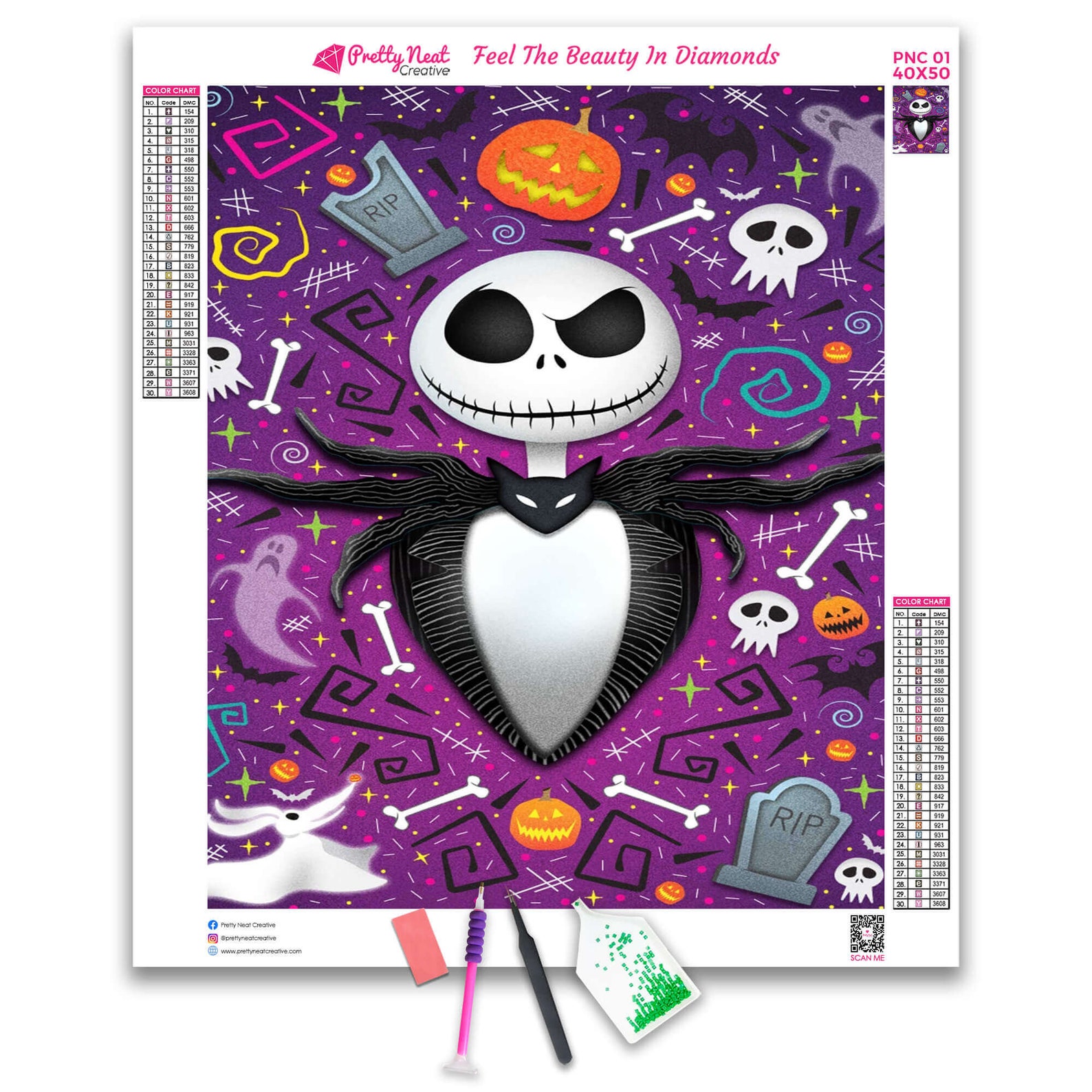 Jack Skellington Halloween 5D Diamond Painting Art Kit Full Etsy