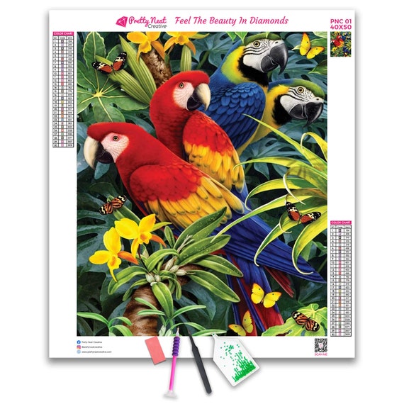 Parrots Flower 5D Diamond Painting Art Kit Full Square Round | Etsy