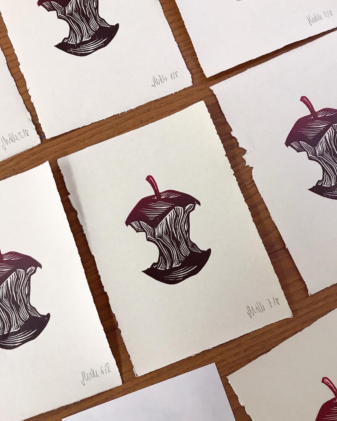 Apple core print | Etsy