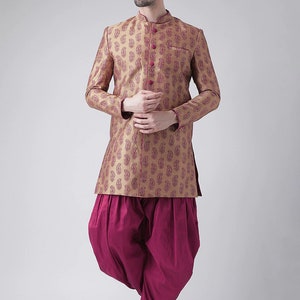 Indian Ethnic Wear, man&#39;s long kurta Indo western with Dhoti with emb. can fit for any occasion, plus sizes & customization is possible