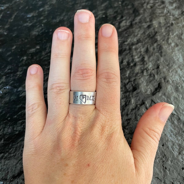 Metal Stamped Nevada Home Ring