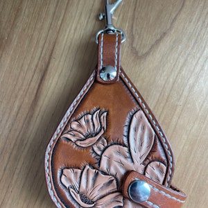 Tooled lederen vliegvissen stropdas houder