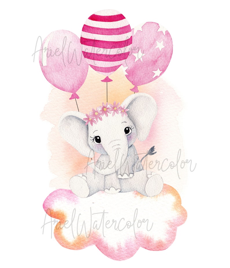 Watercolor Baby Elephants Clipart, 4 Designs, Baby Shower, Print ...