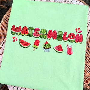 Watermelon Embroidery Design, Cute Fruit Alphabet Patch File, Summer Food Machine Embroidery Pattern, Instant Download, Multiple Sizes