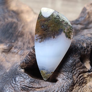 Green Scenic Moss Agate Cabochon | Gemstone | Landscape