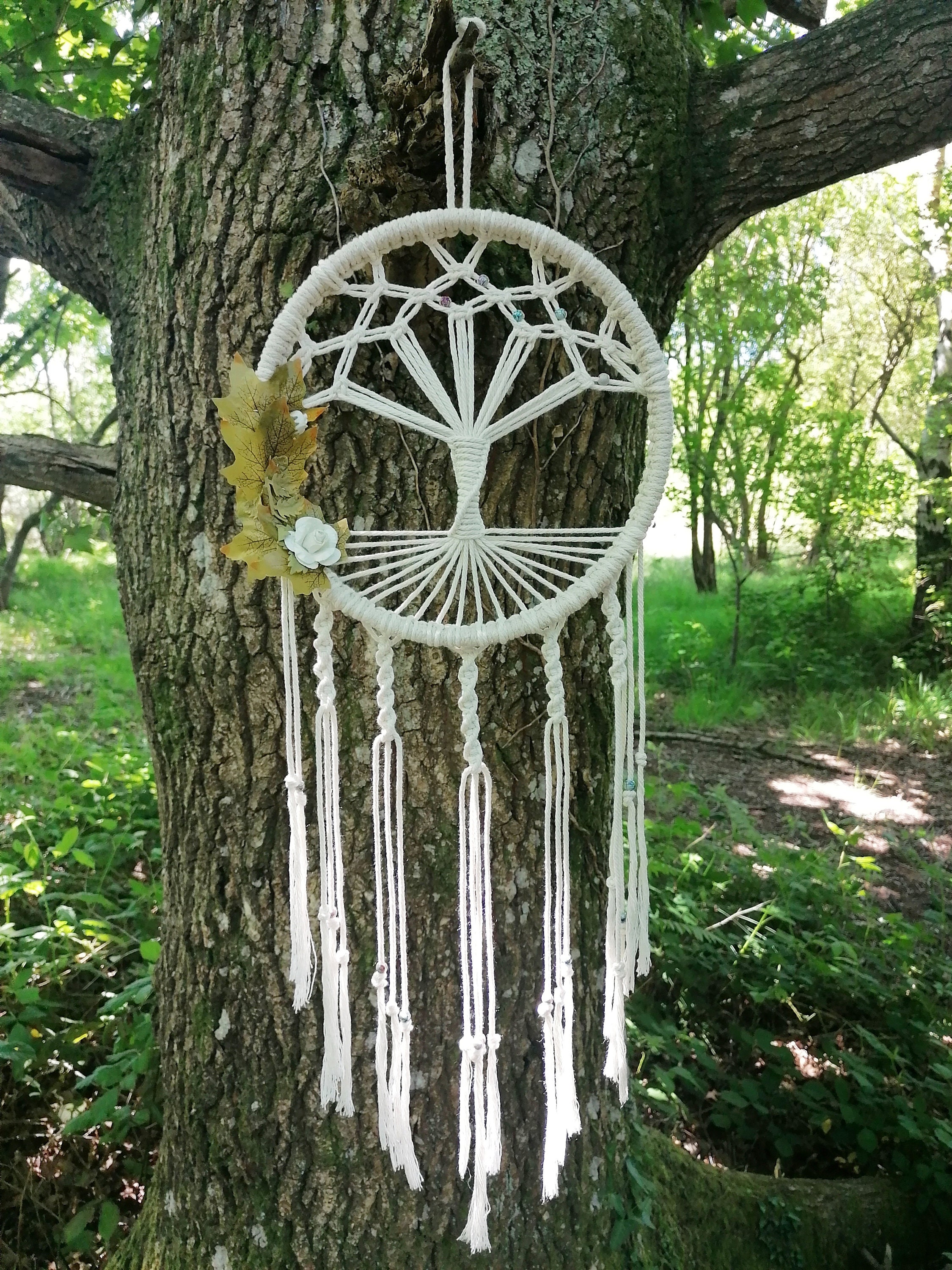 Tree of Life, Macrame Dream Catcher With Flowers, Wall Hanging ...