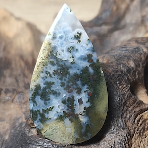 Beautiful scenic moss agate, cabochon, gem stone, landscape