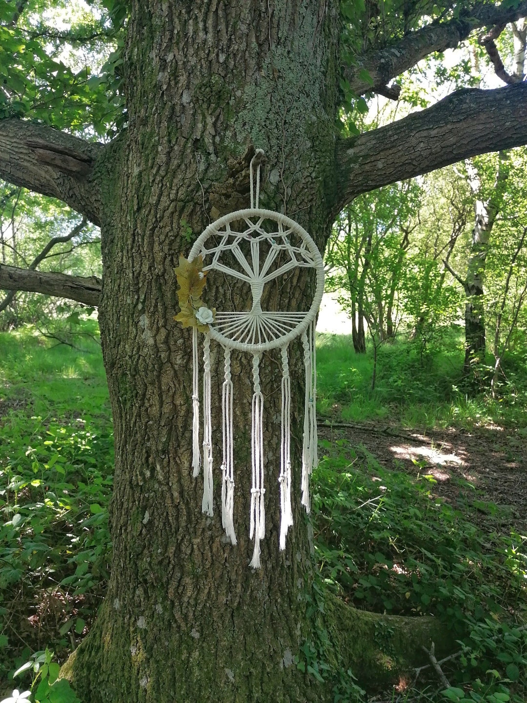 Tree of Life, Macrame Dream Catcher With Flowers, Wall Hanging ...